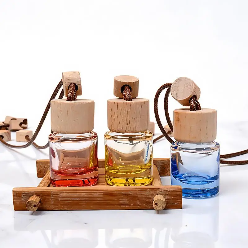 【Y】1Pcs Small Round Cap Empty Pendant Ornament Car Essential Oil Diffuser Fragrance Air Freshener Scent Perfume Bottle