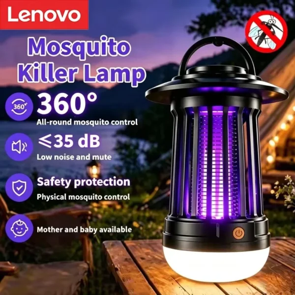 Lenovo 2-in-1 USB Rechangeable & Plug-in Mosquito Killer Lamp Indoor Electric Bug Zapper Outdoor Camping Light LED Insect Trap