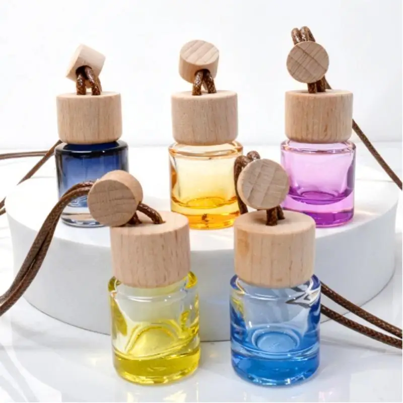 【Y】1Pcs Small Round Cap Empty Pendant Ornament Car Essential Oil Diffuser Fragrance Air Freshener Scent Perfume Bottle - Image 3