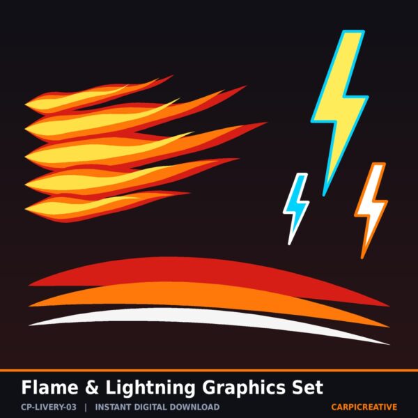 Flame & Lightning Graphics Set